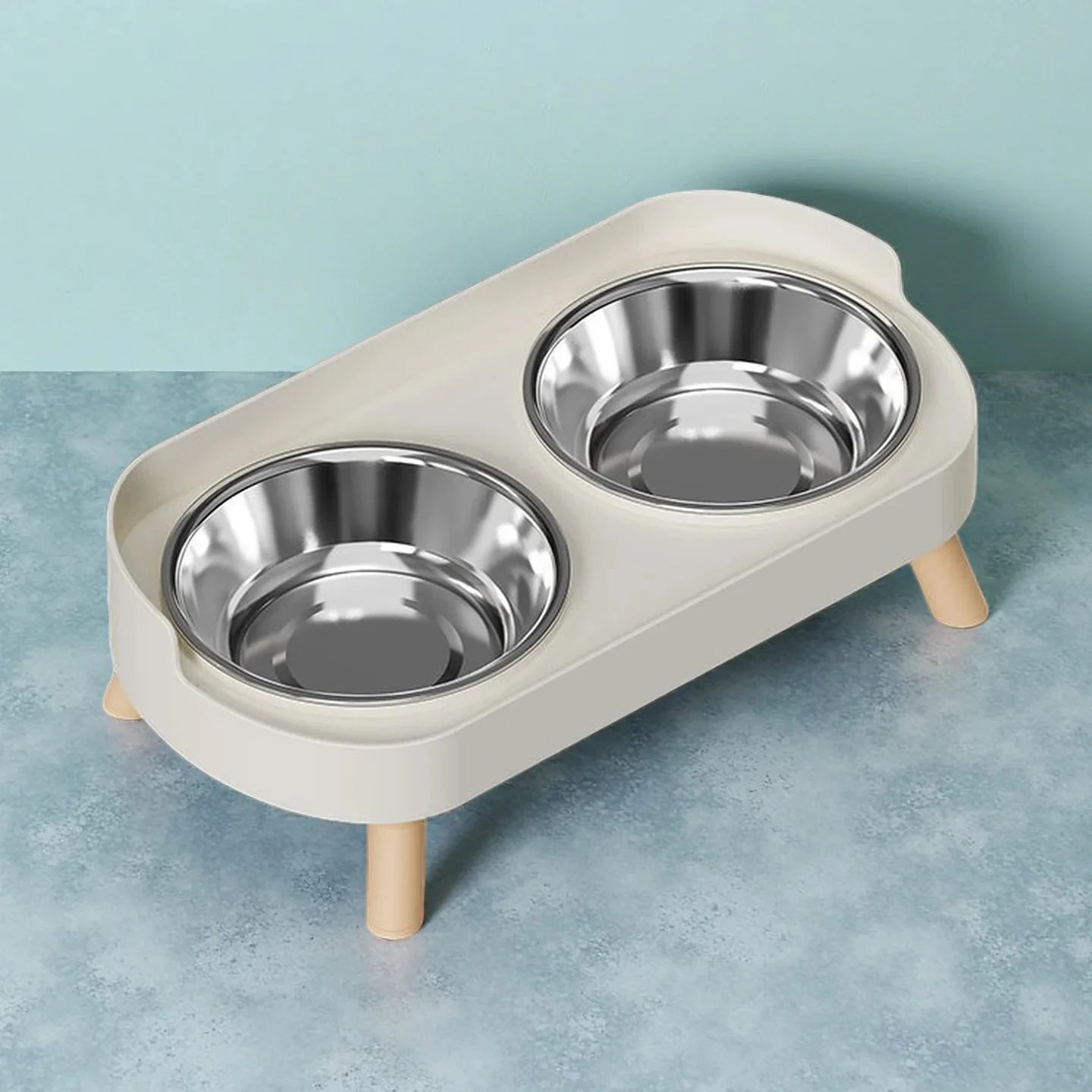 Elevated Pet Feeder with Dual Stainless Steel Bowls and Neck Support