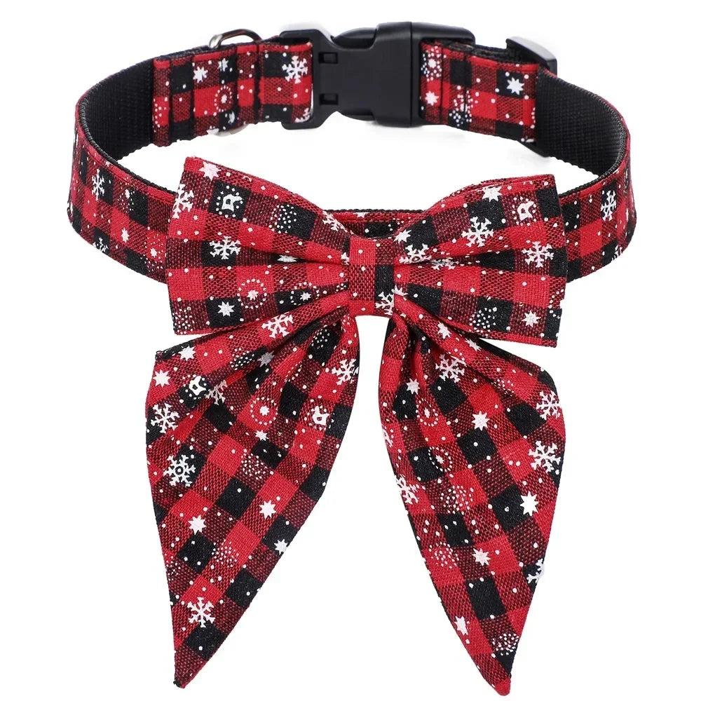 Cotton Christmas Snowflake Dog Collar for Small & Large Pets