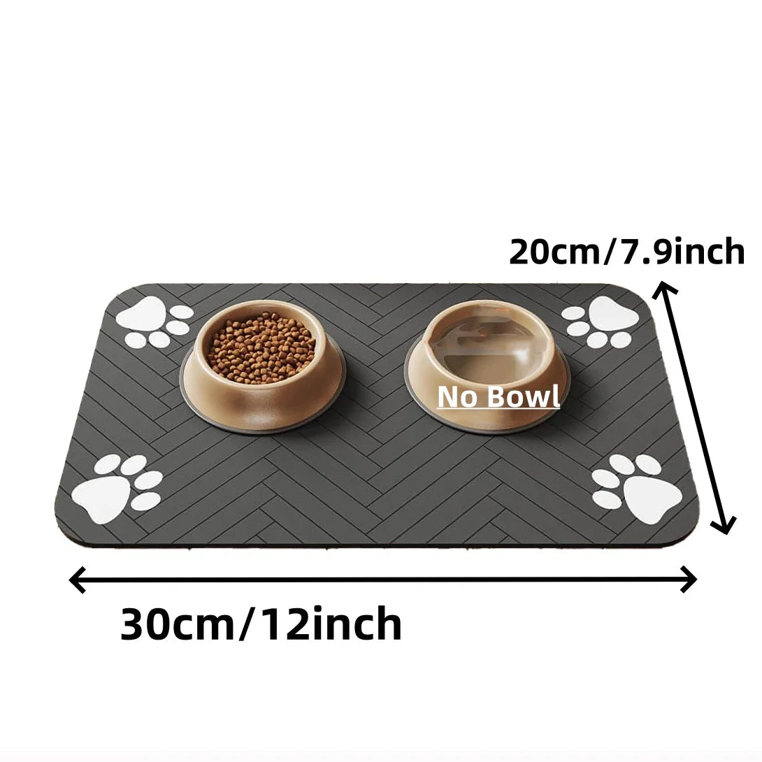 Absorbent Pet Feeding Mat with Waterproof Backing for Dog & Cat Bowls