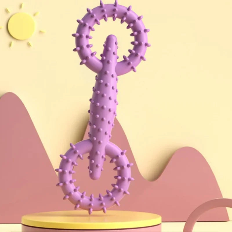 TPR Double Ring Dog Chew Toy for Teeth Cleaning Bite Resistant