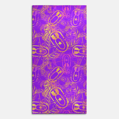 Print On Demand  - Beach Towel - "It's 5 o'clock Somewhere" (Yellow on Purple)