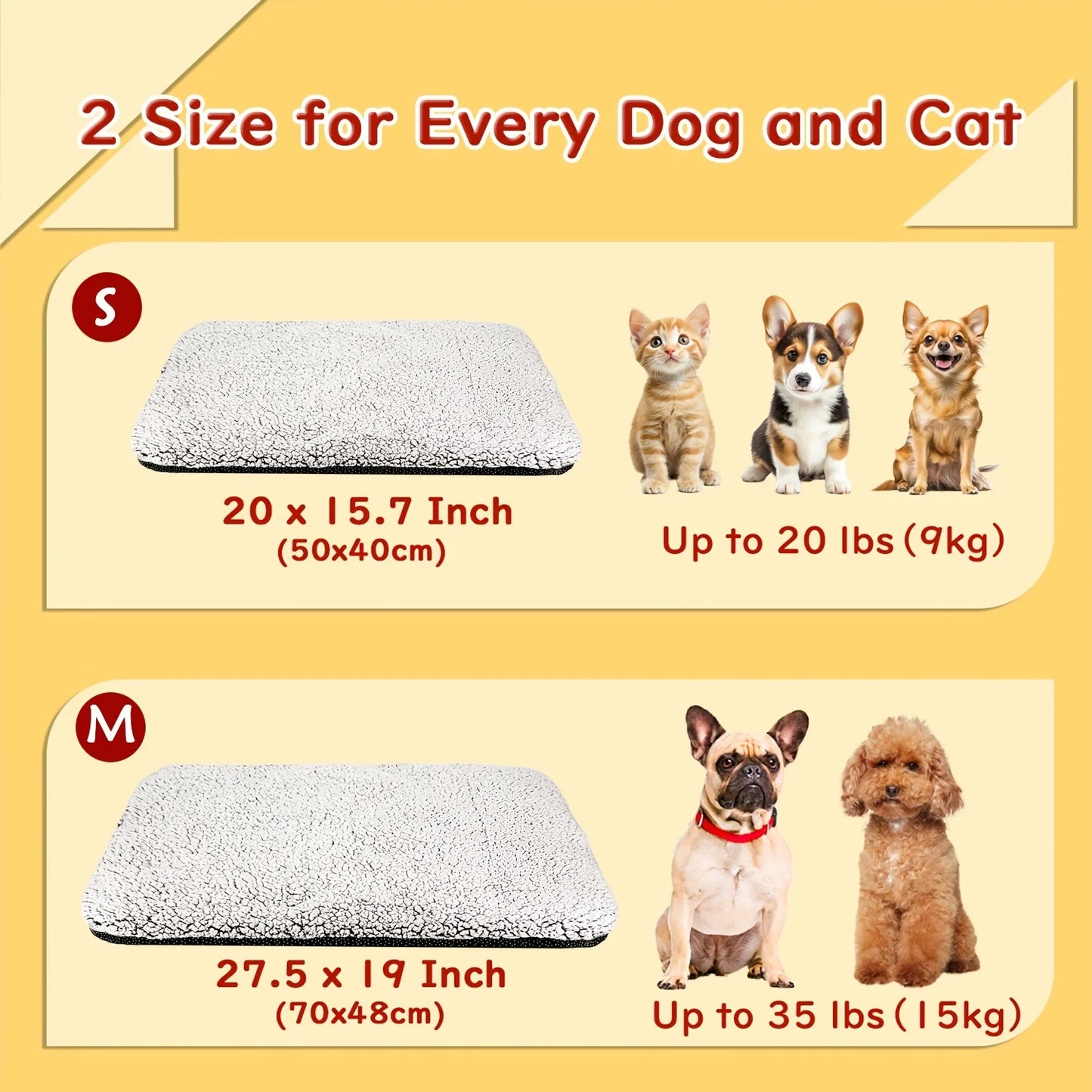 Self-Heating Pet Pad Blanket with Thermal Reflective Warm Cushion