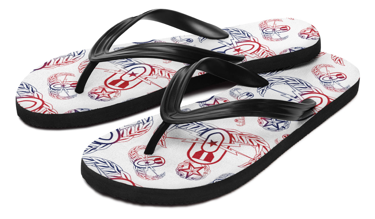 Flip Flops - "EOD Badges x 3" (Red, White, & Blue) Size 5/6