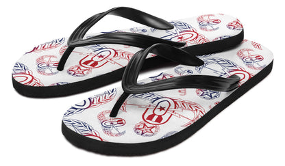 Flip Flops - "EOD Badges x 3" (Red, White, & Blue) Size 5/6
