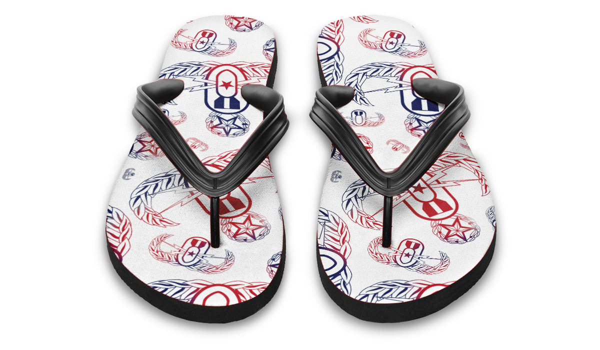 Flip Flops - "EOD Badges x 3" (Red, White, & Blue) Size 5/6