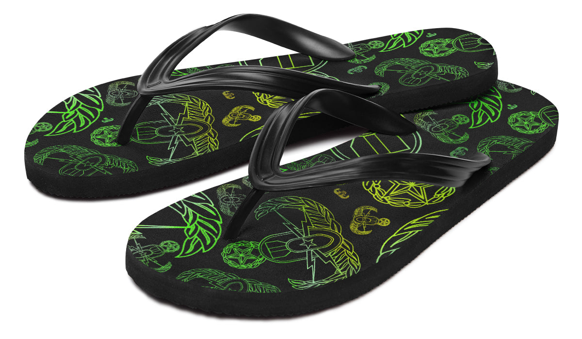 Flip Flops - "EOD Mixed Badges" (Lemon Lime on Black)