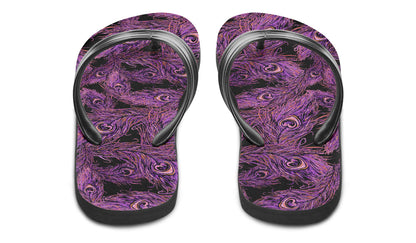 Print On Demand - Flip Flops - "Peacock Feathers" (Purple)