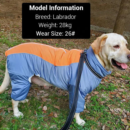 Thick Fleece Waterproof Dog Winter Jacket – Reflective Overall for Large Dogs