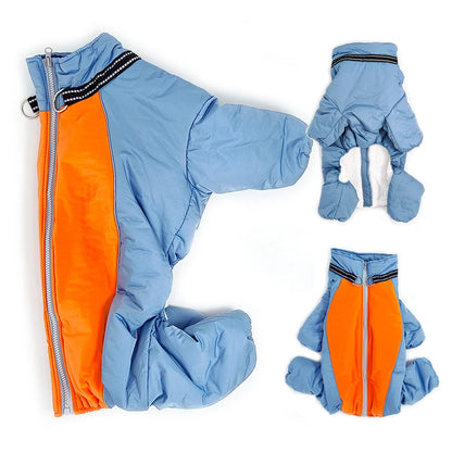 Thick Fleece Waterproof Dog Winter Jacket – Reflective Overall for Large Dogs