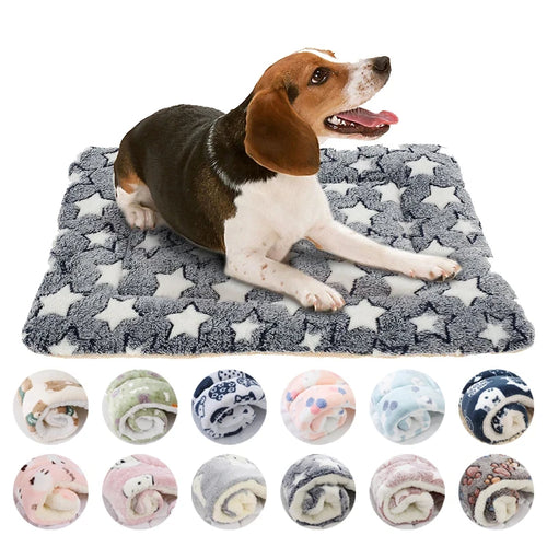 Flannel Pet Sleeping Mat Non-Slip Dog Bed Cat Blanket Winter