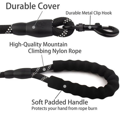Reflective Padded Handle Dog Leash Heavy Duty Traction Rope