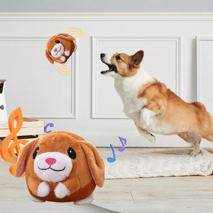 Self-Moving Plush Bouncing Dog Toy Squeaky Interactive Bite-Resistant