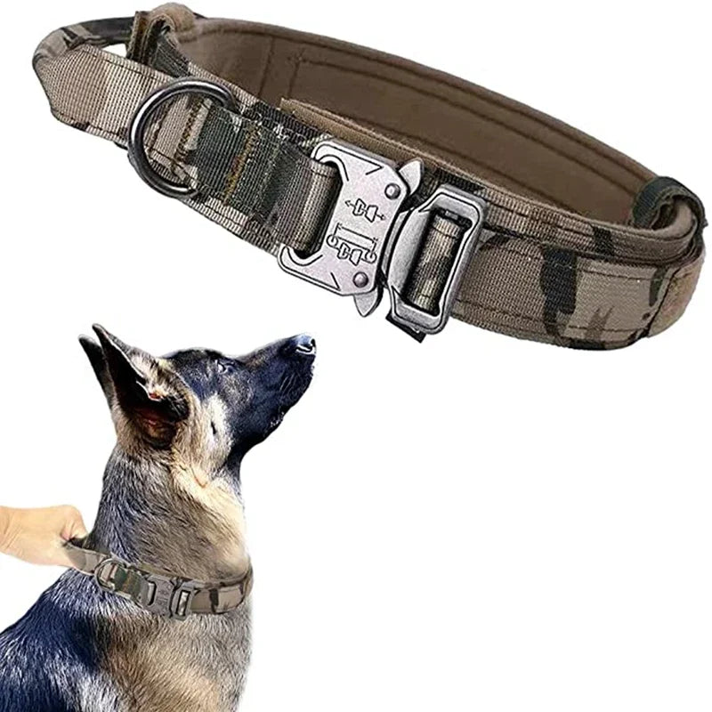 Durable Tactical Dog Collar Leash Set Adjustable Military Pet