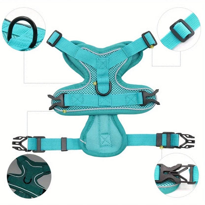 No-Pull Adjustable Dog & Cat Harness with Reflective Leash Set