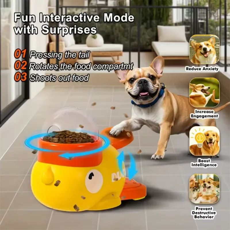 Interactive Duck Puzzle Pet Feeder for Dogs Cats Anti-Slip Adjustable Outlets
