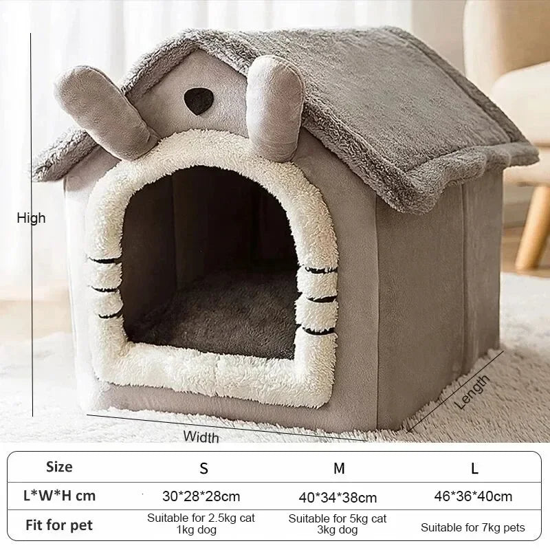 Indoor Warm Dog House & Pet Bed Tent with Removable Washable Cushion
