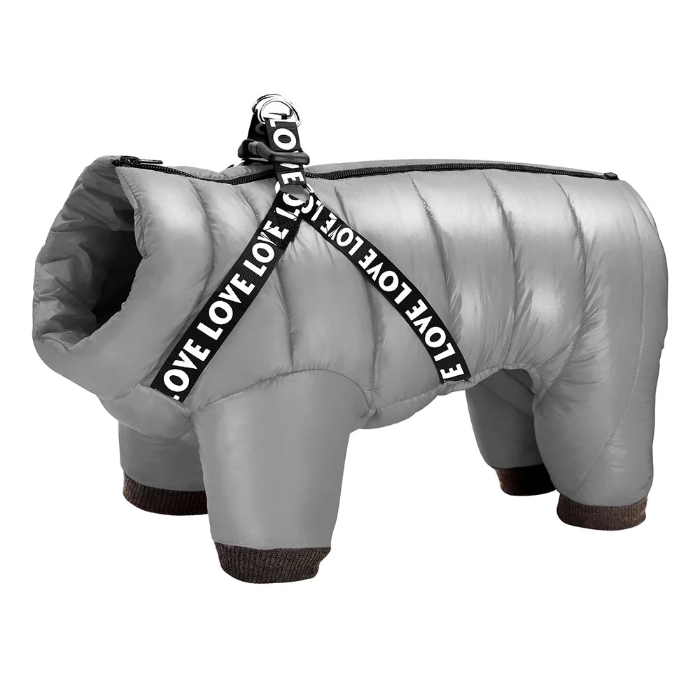 Super Warm Waterproof Dog Winter Jacket with Built-In Harness – For Small & Medium Dogs