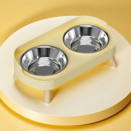 Elevated Pet Feeder with Dual Stainless Steel Bowls and Neck Support