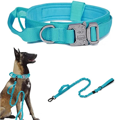 Durable Tactical Dog Collar Leash Set Adjustable Military Pet