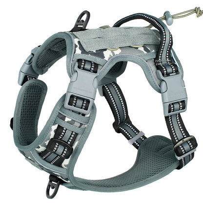Adjustable Tactical MOLLE Dog Harness No Pull Reflective for Medium & Large Dogs