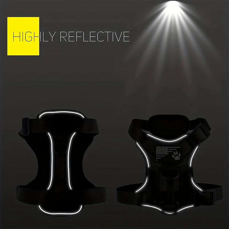 Adjustable Reflective Service Dog Harness Vest with 5 Patches Mesh