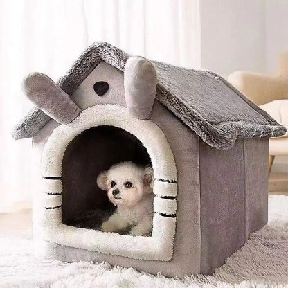 Indoor Warm Dog House & Pet Bed Tent with Removable Washable Cushion