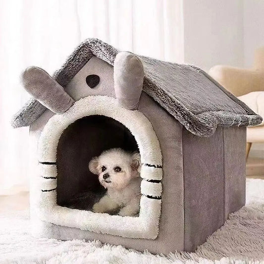 Indoor Warm Dog House & Pet Bed Tent with Removable Washable Cushion