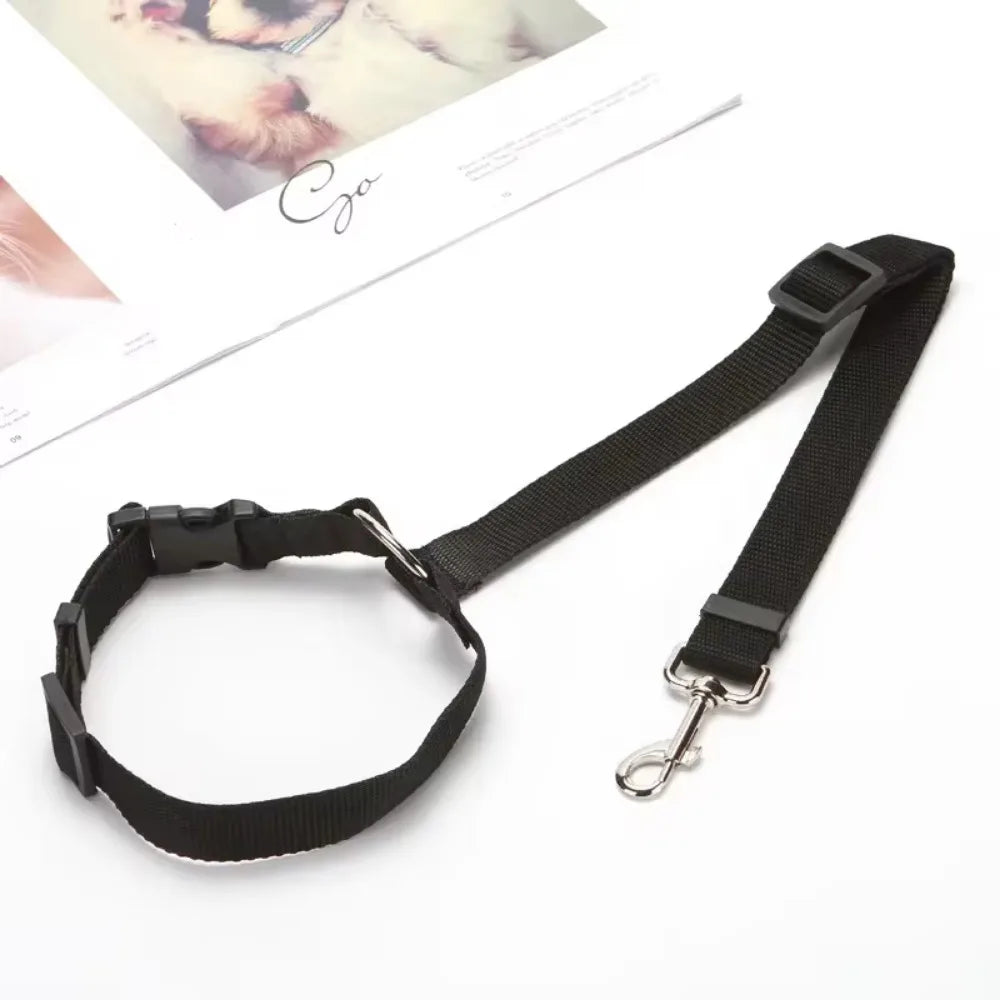 Solid Color Two-in-one Pet Car Seat Belt Nylon Lead Leash Backseat Safety Belt