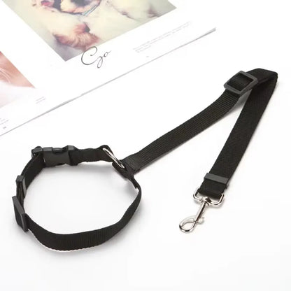 Solid Color Two-in-one Pet Car Seat Belt Nylon Lead Leash Backseat Safety Belt