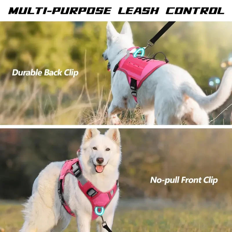 Adjustable No-Pull Tactical Dog Harness with Handle for Large Dogs