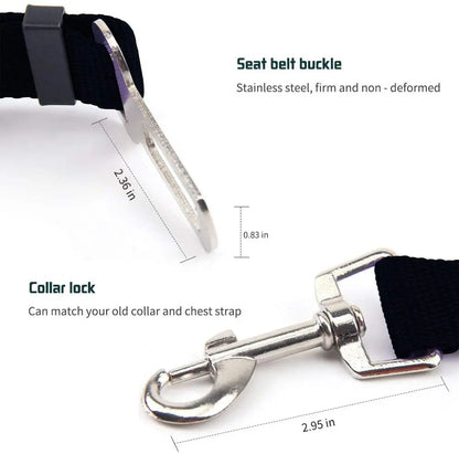 Adjustable Pet Car Seat Belt with Dog Harness Safety Lead Clip
