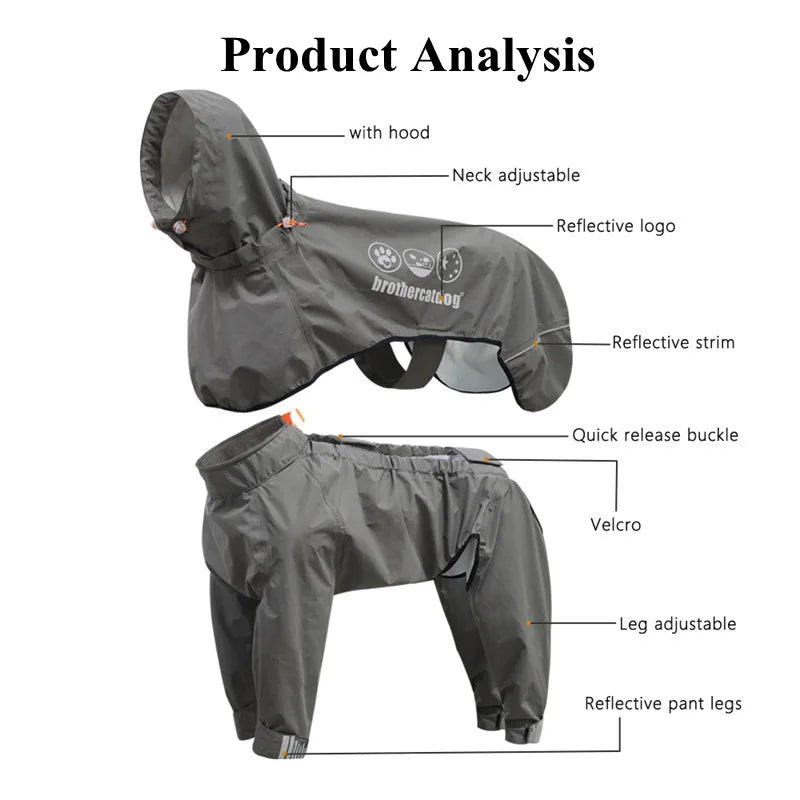 High-Quality Dog Clothes Pet Raincoat Snowsuit Waterproof Windproof Dog Coat