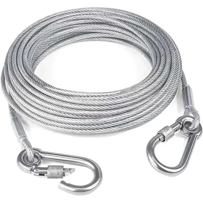 Double‑Headed Dog Tie Out Cable Leash with Anti‑Rust Steel Wire