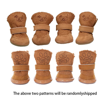 4‑Pack Plush Thickened Non‑Slip Pet Snow Boots for Small & Large Dogs