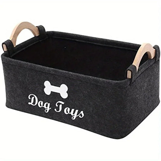 Felt Pet Toy Storage Box Fleece Organizer Basket for Dog Accessories