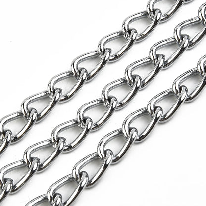 Metal Chain Dog Lead With Leather Style Handle Strong Control