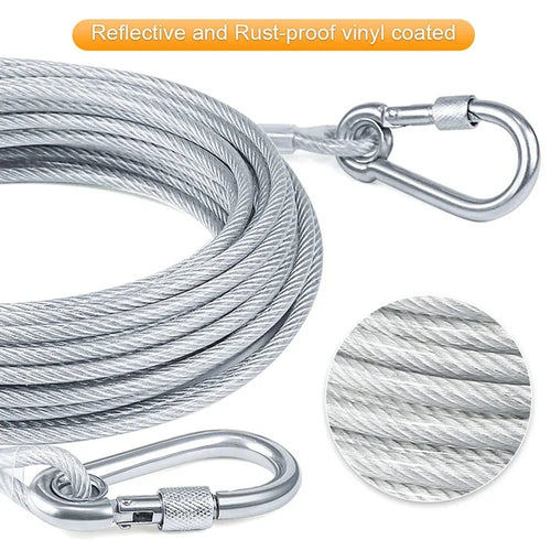 Double‑Headed Dog Tie Out Cable Leash with Anti‑Rust Steel Wire