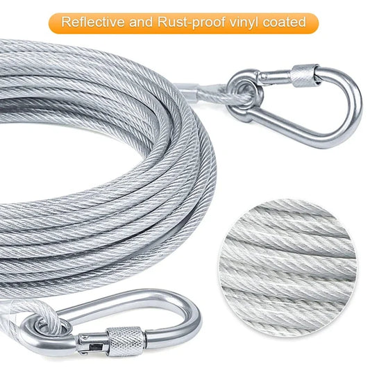 Double‑Headed Dog Tie Out Cable Leash with Anti‑Rust Steel Wire