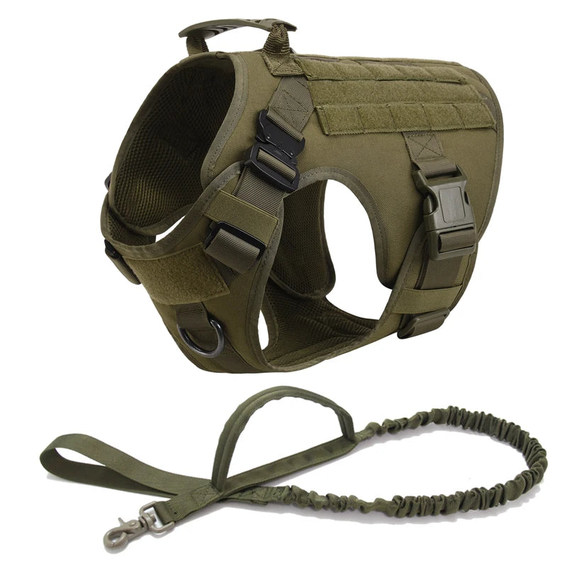 Tactical Dog Harness & Leash Set for German Shepherd, Retriever & All Breeds