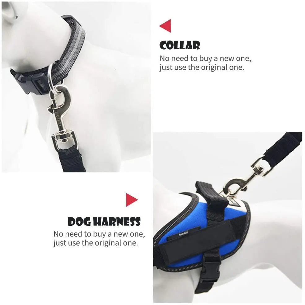 Adjustable Pet Car Seat Belt with Dog Harness Safety Lead Clip