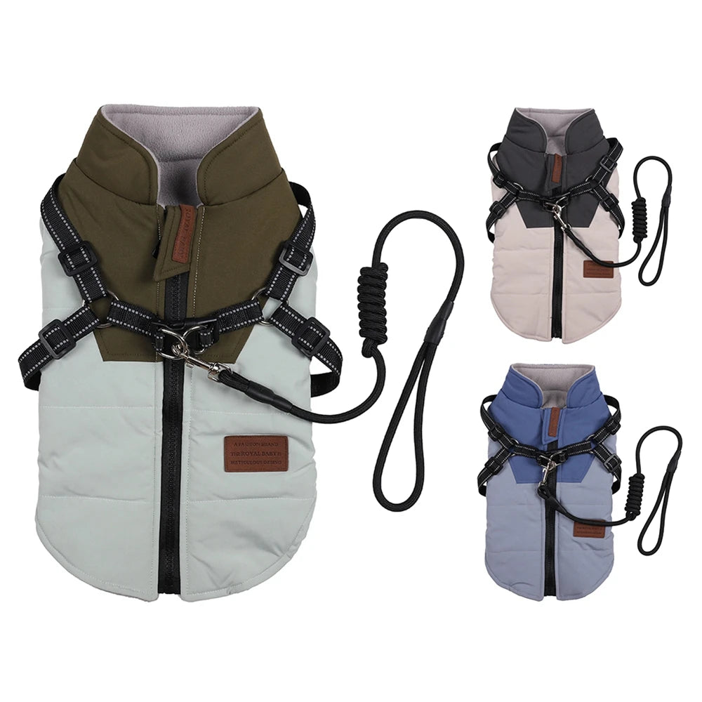 Waterproof Winter Dog Jacket with Built-In Harness – Warm Coat for All Dog Sizes