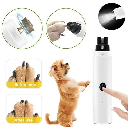 Electric Rechargeable Dog Nail Clippers with LED Light Quiet Grooming