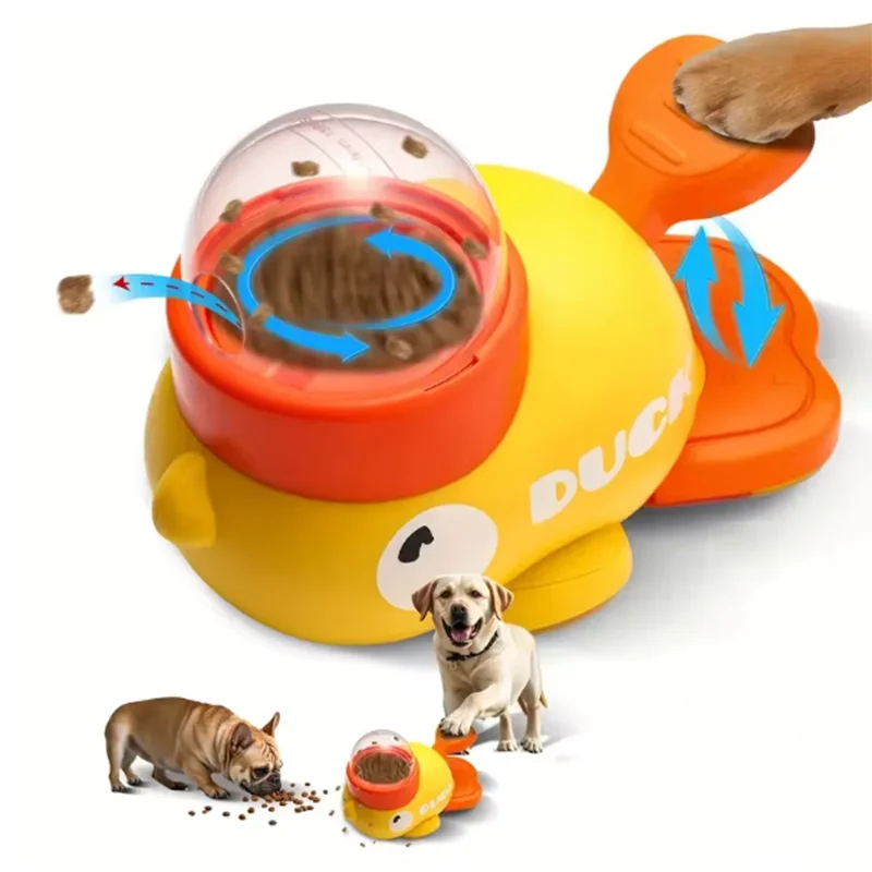 Interactive Duck Puzzle Pet Feeder for Dogs Cats Anti-Slip Adjustable Outlets
