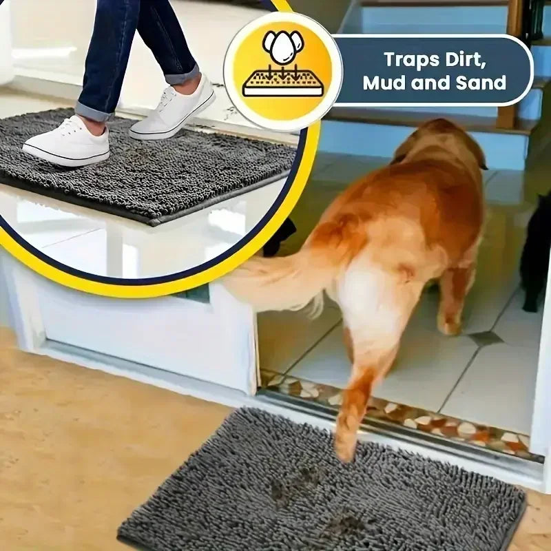 Absorbent Non‑Slip Washable Dog Doormat for Muddy Paws Pet Mat