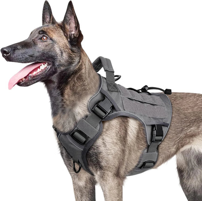 Adjustable No-Pull Tactical Dog Harness with Handle for Large Dogs