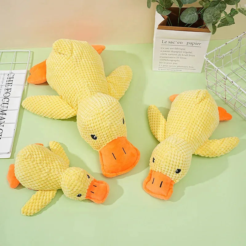 Plush Calming Duck Dog Toy Durable Squeaky Chew for Puppies & Dogs