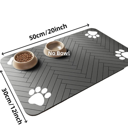 Absorbent Pet Feeding Mat with Waterproof Backing for Dog & Cat Bowls