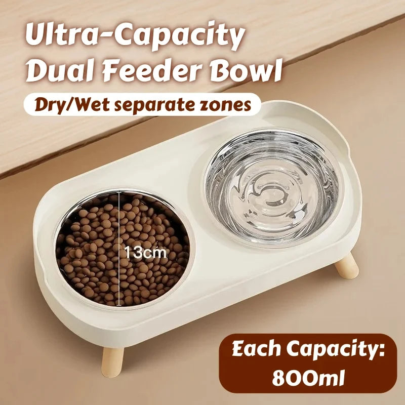 Elevated Pet Feeder with Dual Stainless Steel Bowls and Neck Support