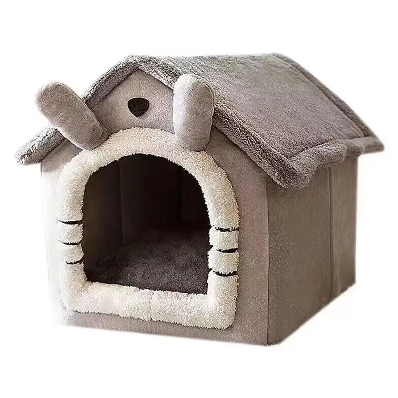 Indoor Warm Dog House & Pet Bed Tent with Removable Washable Cushion