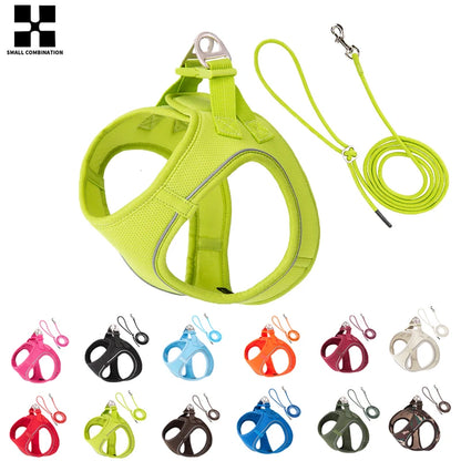 Adjustable Reflective Dog Harness & Leash Set for Small to Medium Dogs